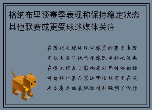 格纳布里谈赛季表现称保持稳定状态其他联赛或更受球迷媒体关注
